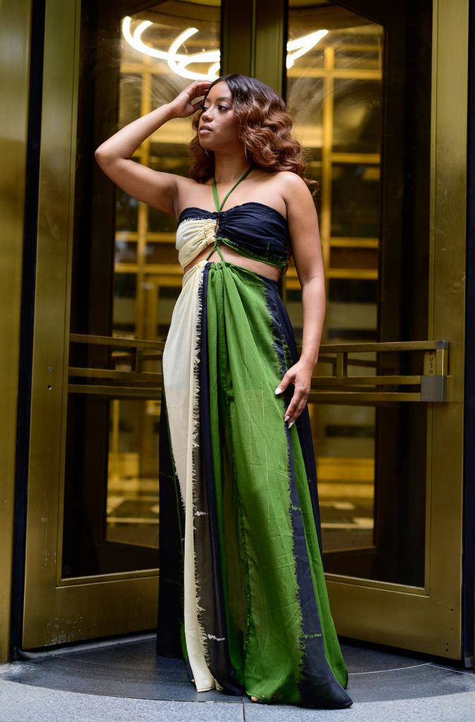 Colorblock top maxi dress